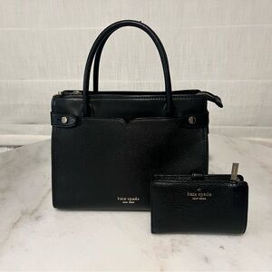 Kate Spade Black Top Handle Purse and Wallet Set